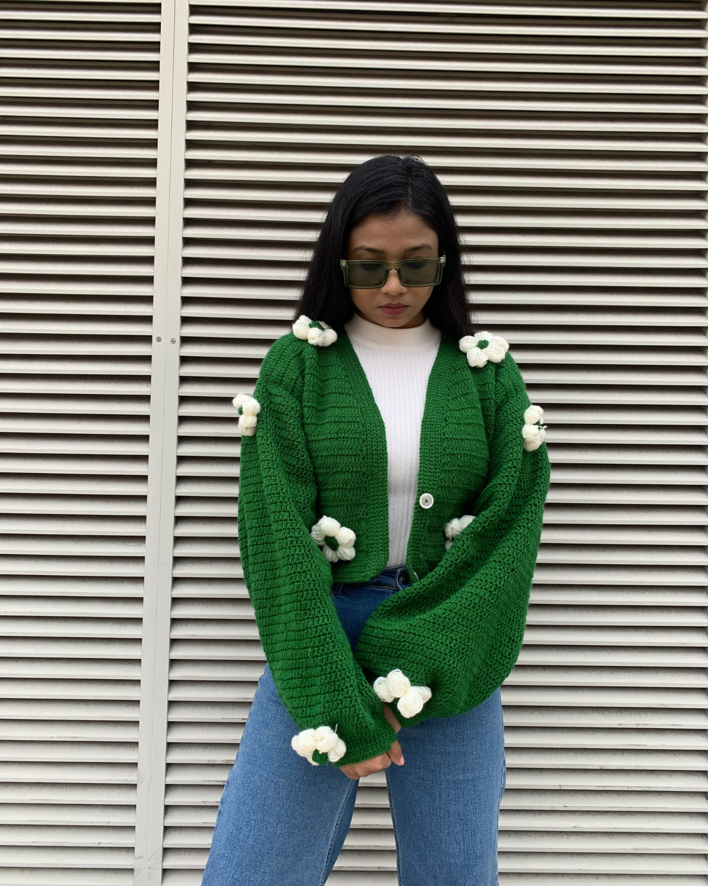 Chunky Flower Cardigan