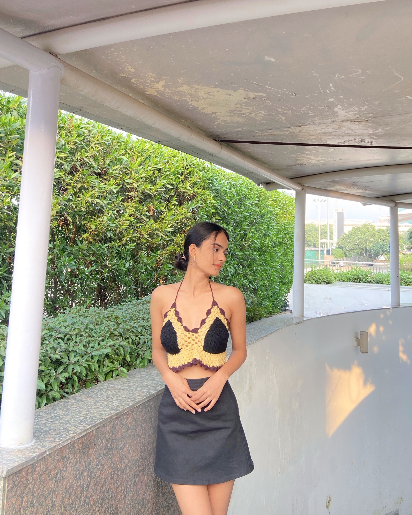 Neutral hues crochet crop top